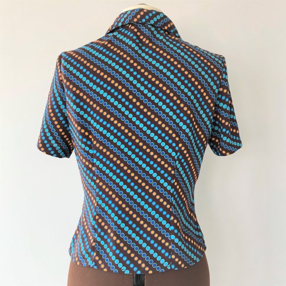 Vintage Front Zip Polka Dot Pop Art Top - Picture 3 of 4